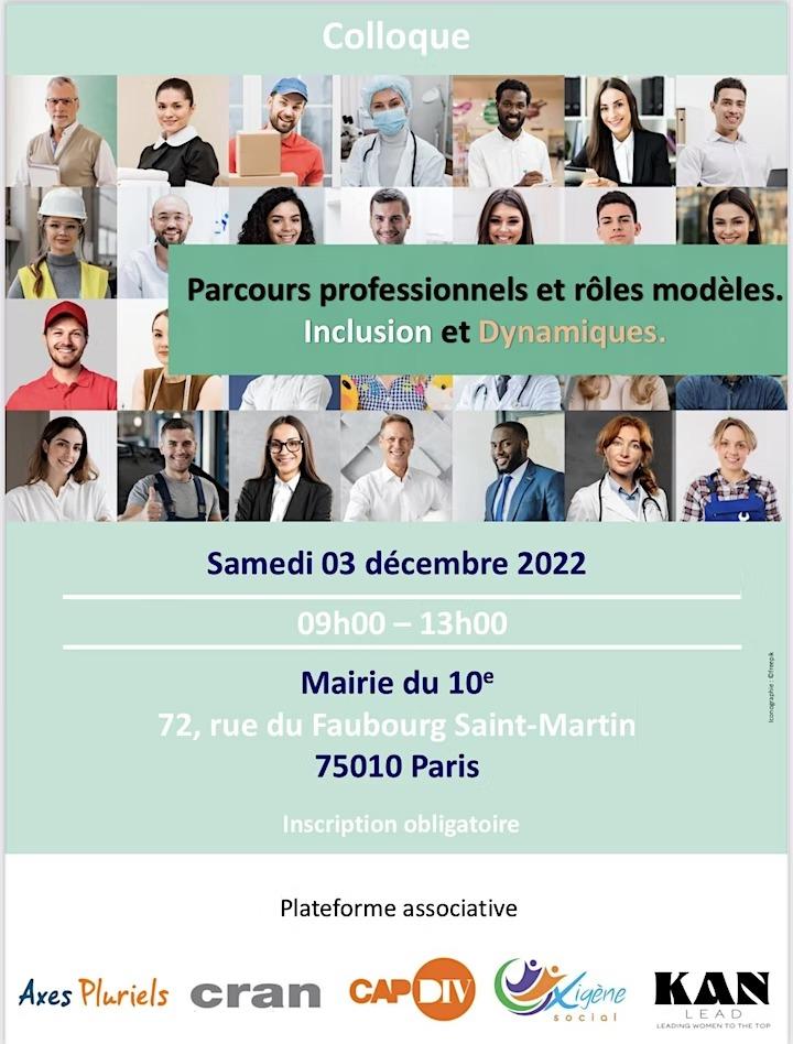 couverture colloque "parcours professionnels et rôles modèles" du 3 décembre 2022